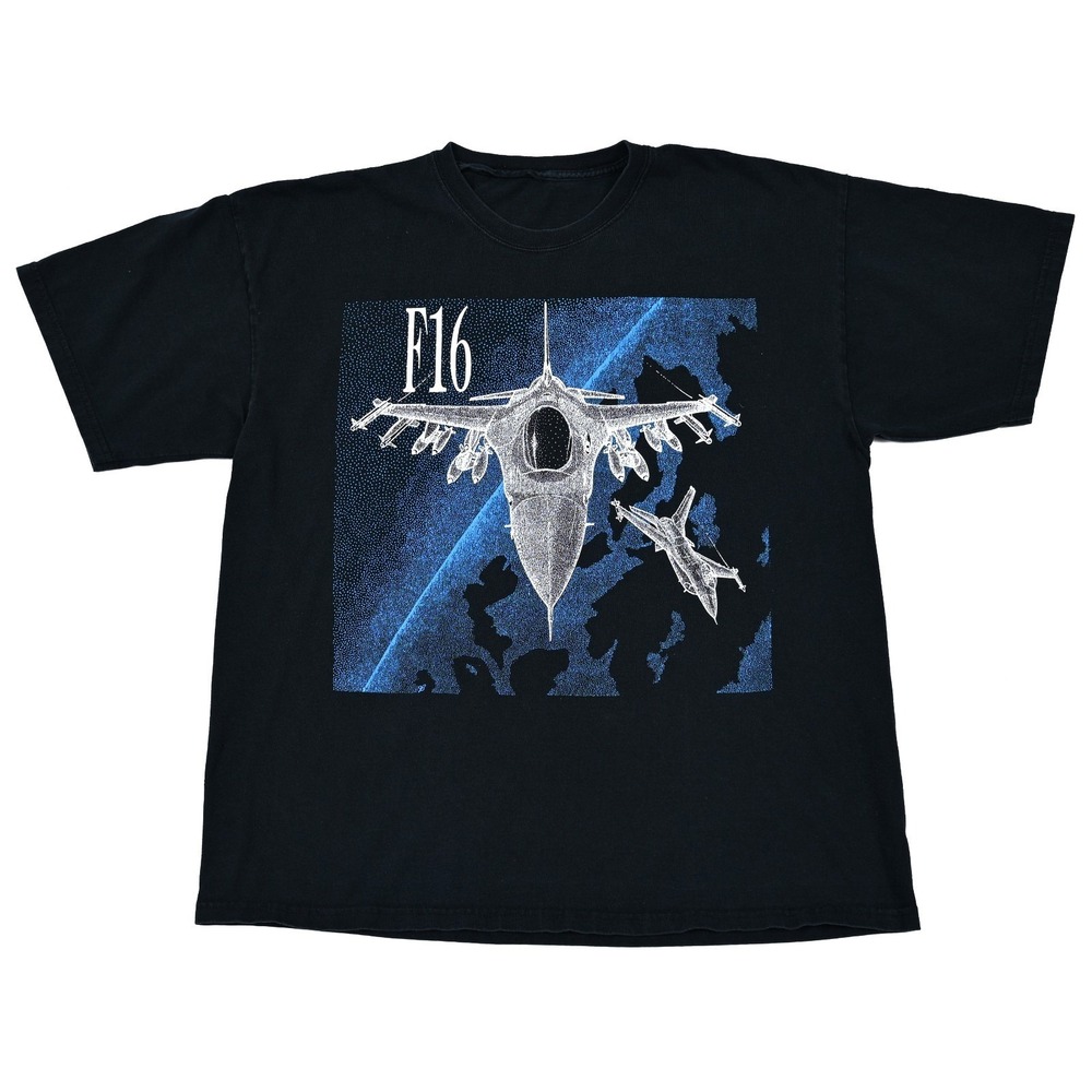 Blackbird F-16 Falcon Vintage T-Shirt Men's XL Black 1988 Double Sided Tee